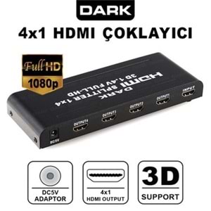 AKSESUAR DARK DK-HDSP4X1 4PORT HDMI ÇOKLAYICI